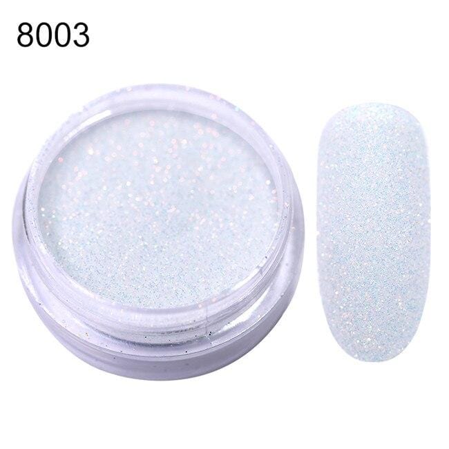 2g Shining Sugar Nail Powder White Black Nail Glitter Pigment Dust Holographic Laser for Gel Polish Decoration Tips