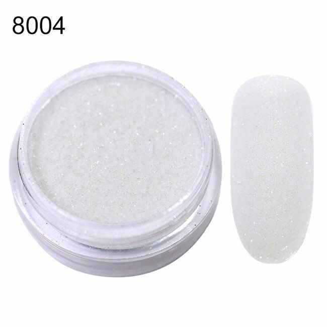 2g Shining Sugar Nail Powder White Black Nail Glitter Pigment Dust Holographic Laser for Gel Polish Decoration Tips