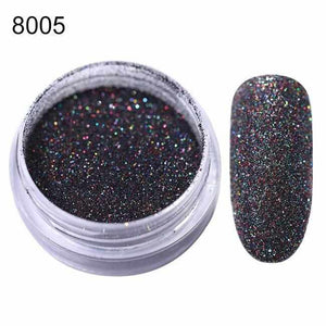 2g Shining Sugar Nail Powder White Black Nail Glitter Pigment Dust Holographic Laser for Gel Polish Decoration Tips